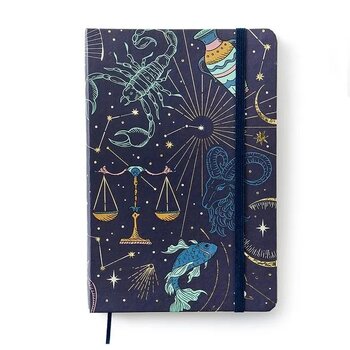 CADERNETA CICERO ASTRAL PONTADO ZODIACO AZUL