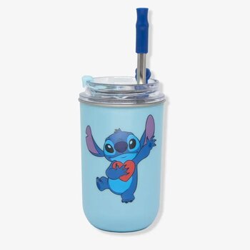 COPO NEO C/CANUDO 300ML STITCH NAMORADOS