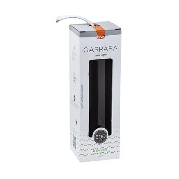 GARRAFA PLÁSTICA COM ALÇA NA TAMPA - 500ML - CINZA