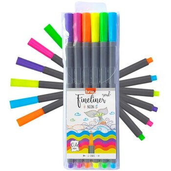 MARCADOR FINE LINER 0.4MM - COR NEON - BLISTER C/ 6UN