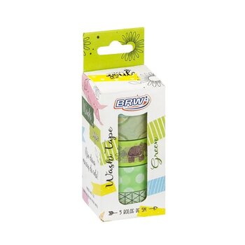 FITA ADESIVA WASHI TAPE - GREEN - CAIXA C/ 5UN