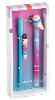 CANETA ESFEROGRÁFICA DIVERT 0.7MM + MARCA TEXTO DUPLO - TUTTI FRUTTI