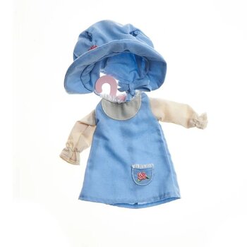 ROUPA DE BONECA - CAMPONESA RETRO VESTIDO AZUL MANGA LONGA COM CABIDE - EAN 6954