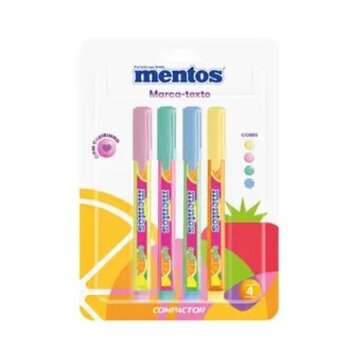 CANETA MARCA TEXTO DESTAQ MENTOS C/CHEIRO 4 CORES