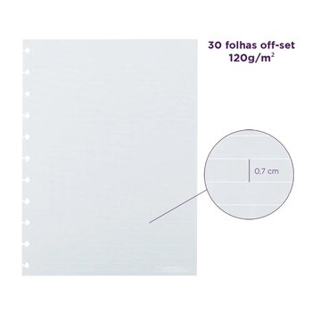 CADERNO INTELIGENTE REFIL MEDIO PAUTA BRANCA 90G. 50FLS
