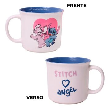 CANECA TOM 350ML STITCH E ANGEL NAMORADOS