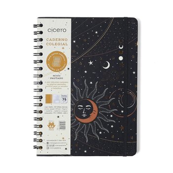 CADERNO ESPIRAL ASTRAL PAUTADO 17X24 ECLIPSE PRETO 1 MATERIA 80 FLS