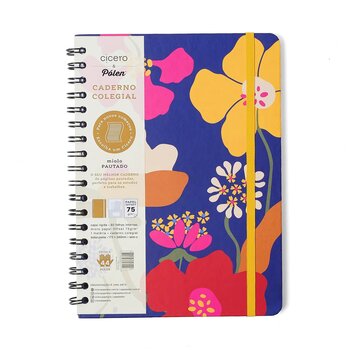 CADERNO ESPIRAL POLEN PAUTADO 17X24 AROMAS AZUL 1 MATERIA 80 FLS