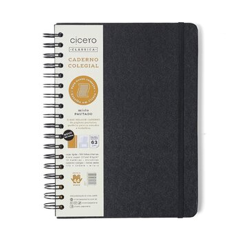 CADERNO ESPIRAL CLASSICA PAUTADO 17X24 PRETA 10 MATERIAS 160 FLS