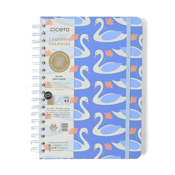 CADERNO ESPIRAL COLEGIAL LAGOA PAUTADO 17X24 PASSEIO DOS CISNES 10 MATERIAS 160